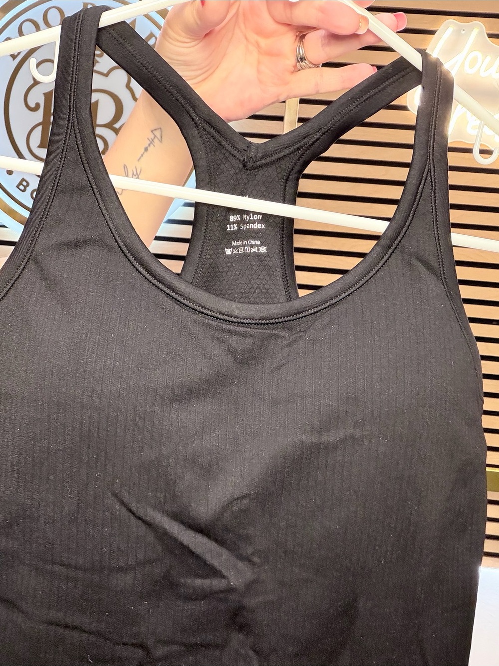 Black Racerback Tank Top - Performance Stretch - Picture 6 of 6